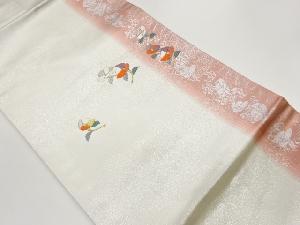 花々に流水模様織出し名古屋帯